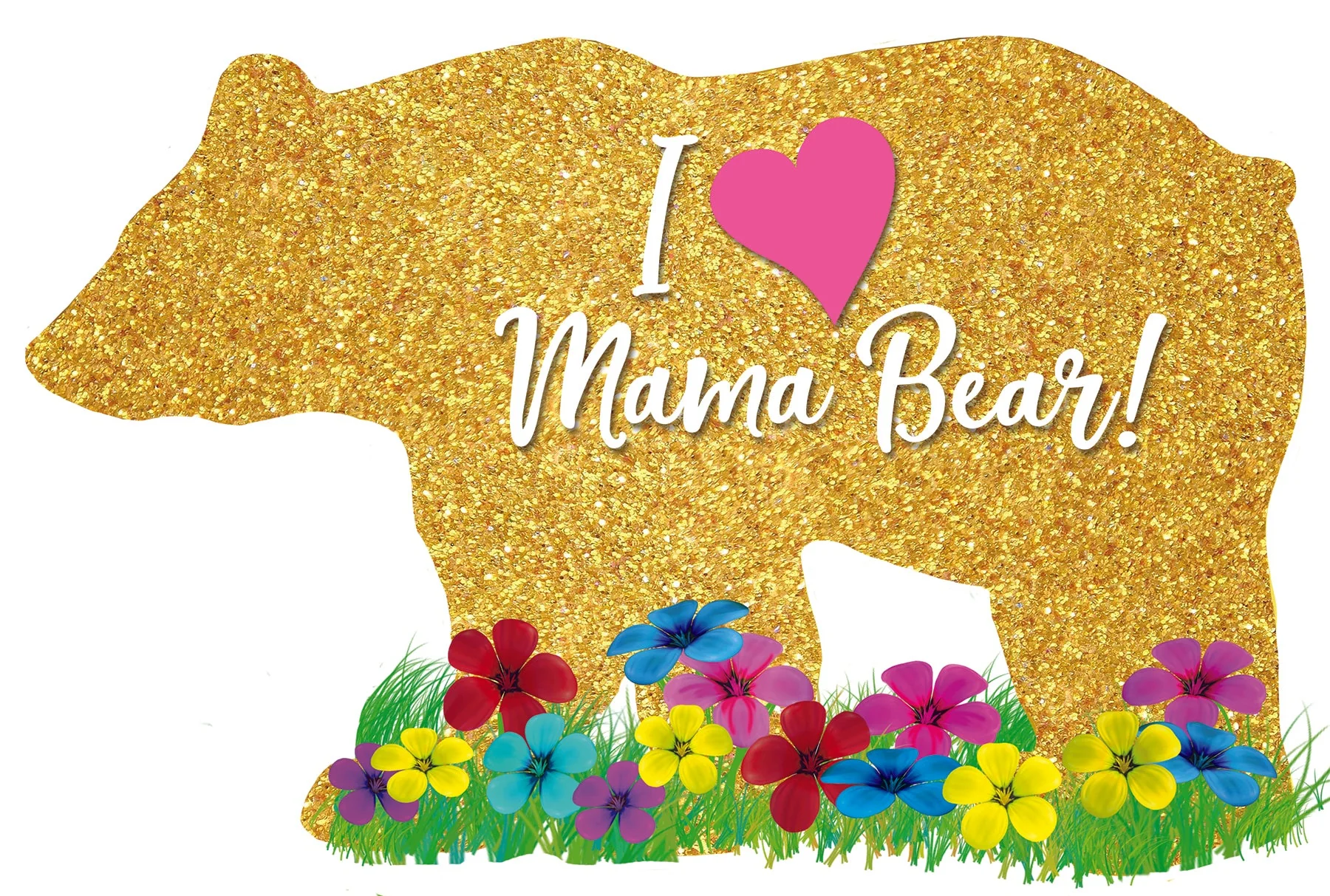 14" Airfill Only (Sticks Sold Separately) Love You Mama Bear Foil Balloons