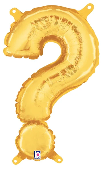 14" Airfill Only (Sticks Sold Separately) Megaloon Jr. Foil Balloon Question Mark ( ? ) Gold