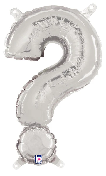 14" Airfill Only (Sticks Sold Separately) Megaloon Jr. Foil Balloon Question Mark ( ? ) Silver