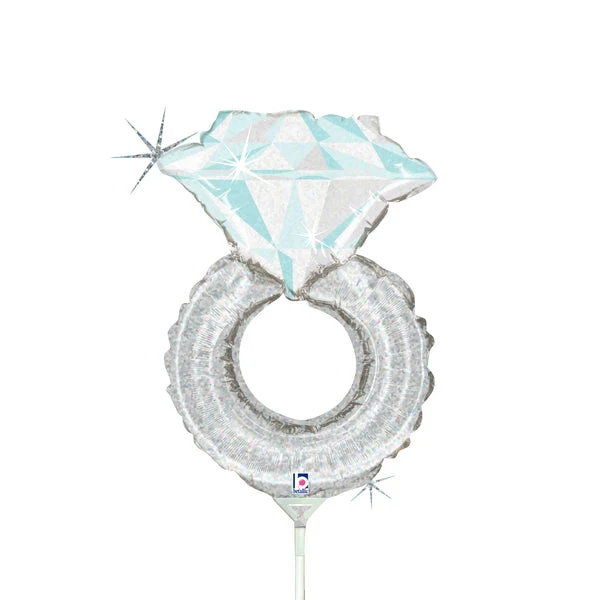 14" Airfill Only (Sticks Sold Separately) Mini Air Holographic Shape Wedding Ring Balloon