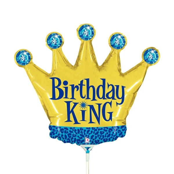 14" Airfill Only (Sticks Sold Separately) Mini Air Shape Birthday King Crown Balloon