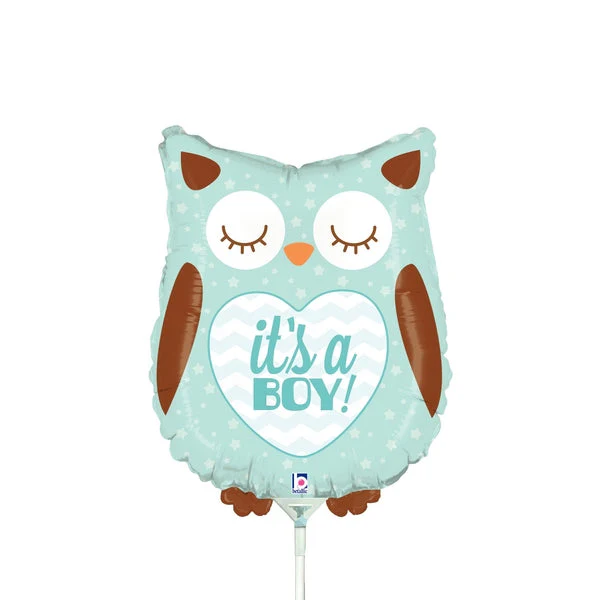 14" Airfill Only (Sticks Sold Separately) Mini Air Shape It's a Boy Baby Owl Balloon
