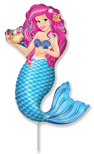 14" Airfill Only (Sticks Sold Separately) Mini Shaped Foil Balloon Zoe Mermaid