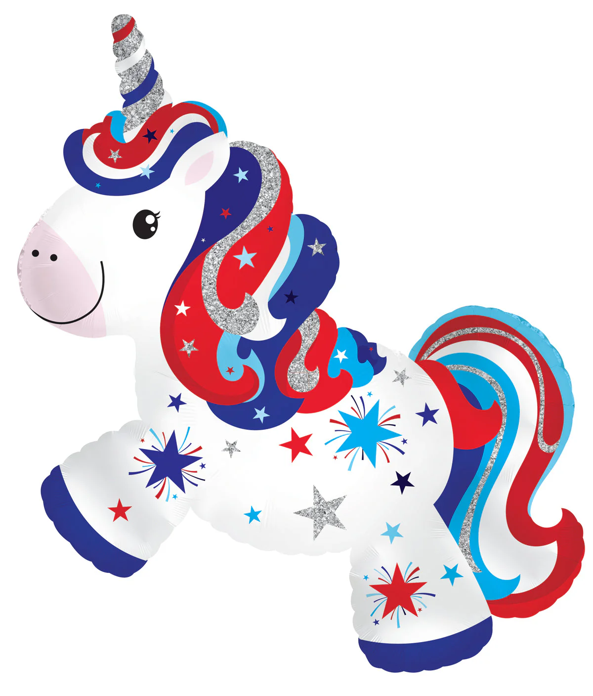 14" Airfill Only (Sticks Sold Separately) Patriotic USA Unicorn Body Foil Balloon