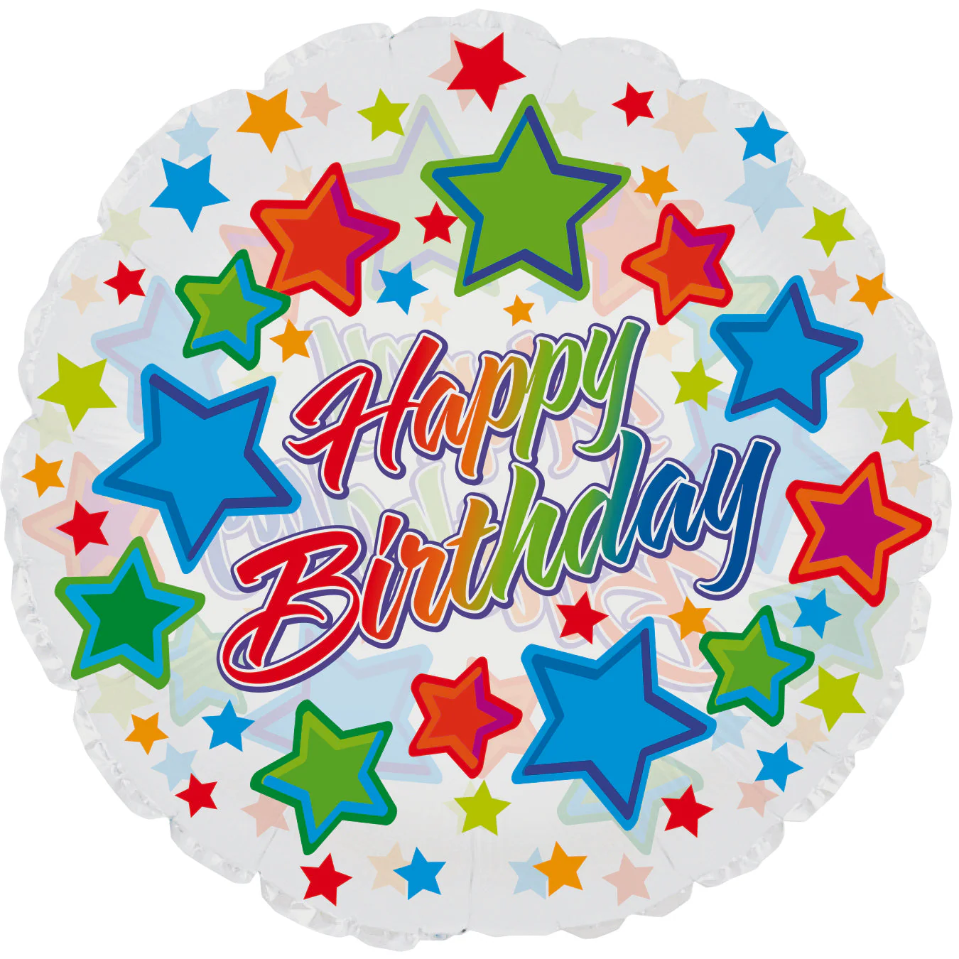 14" Airfill Only (Sticks Sold Separately) Pearlized Birthday Stars Foil Balloon