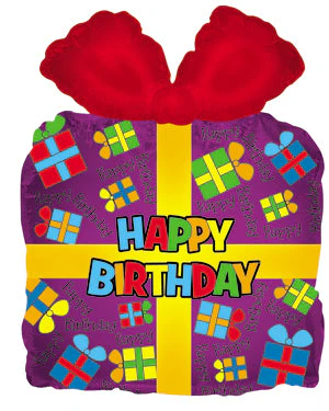 14" Airfill Only (Sticks Sold Separately) Purple Birthday Present Balloon