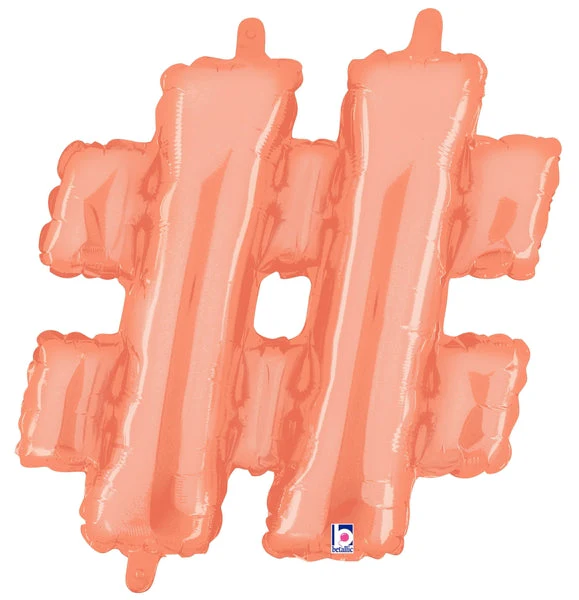 14" Airfill Only (Sticks Sold Separately) (Self Sealing) Megaloon Jr. Hashtag Rose Gold Balloon