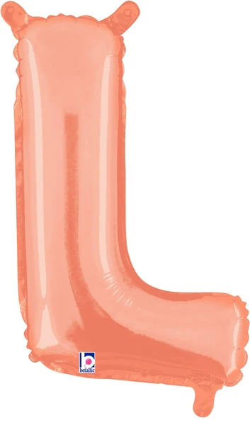 14" Airfill Only (Sticks Sold Separately) (Self Sealing) Megaloon Jr. Letter L Rose Gold Balloon