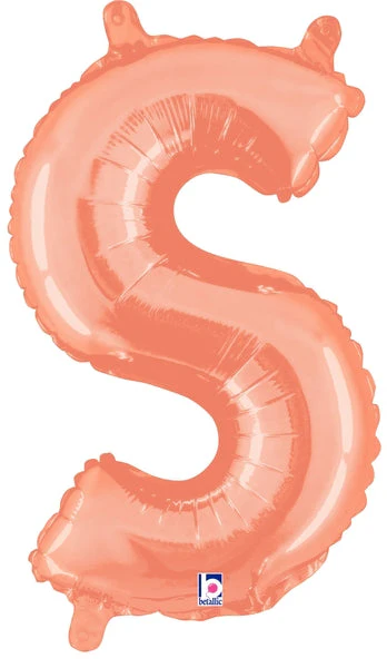 14" Airfill Only (Sticks Sold Separately) (Self Sealing) Megaloon Jr. Letter S Rose Gold Balloon