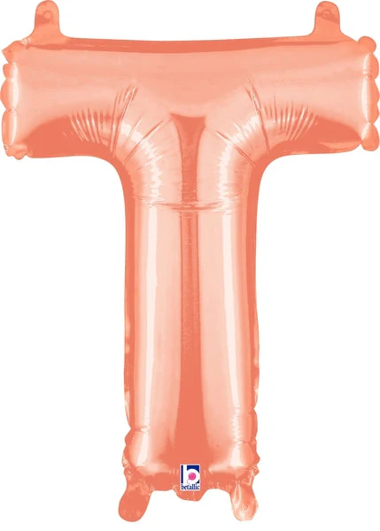 14" Airfill Only (Sticks Sold Separately) (Self Sealing) Megaloon Jr. Letter T Rose Gold Balloon