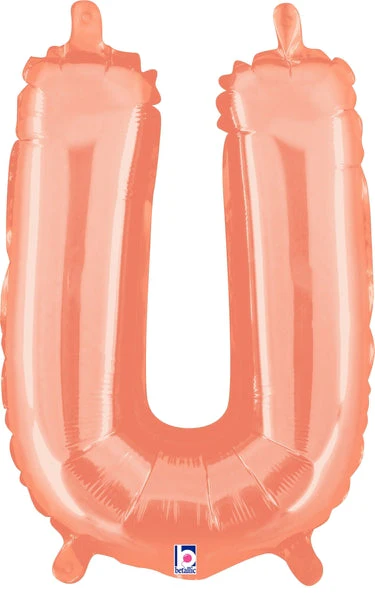 14" Airfill Only (Sticks Sold Separately) (Self Sealing) Megaloon Jr. Letter U Rose Gold Balloon