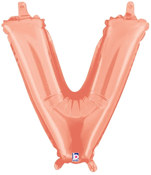 14" Airfill Only (Sticks Sold Separately) (Self Sealing) Megaloon Jr. Letter V Rose Gold Balloon