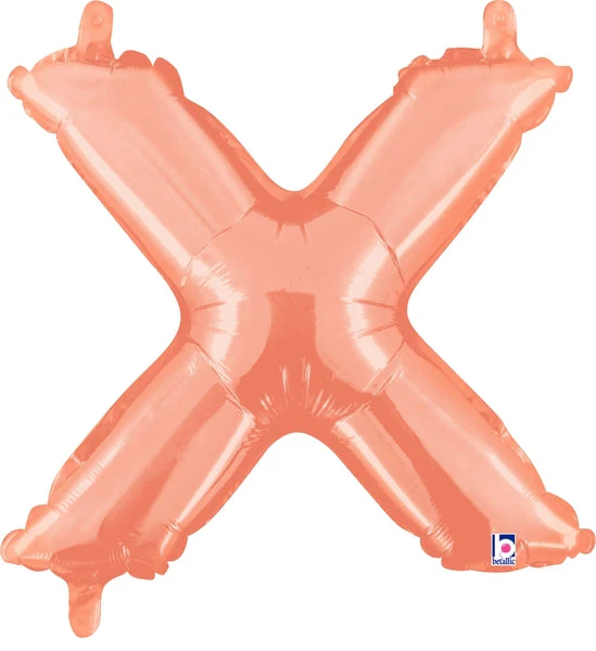 14" Airfill Only (Sticks Sold Separately) (Self Sealing) Megaloon Jr. Letter X Rose Gold Balloon