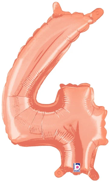 14" Airfill Only (Sticks Sold Separately) (Self Sealing) Megaloon Jr. Number 4 Rose Gold Balloon