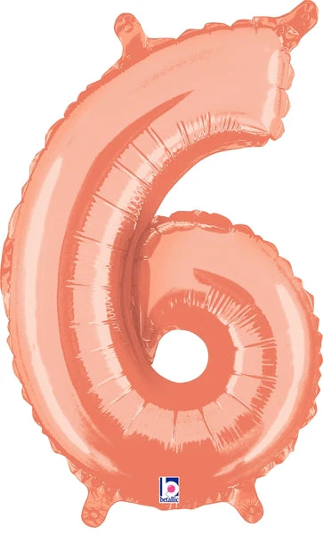 14" Airfill Only (Sticks Sold Separately) (Self Sealing) Megaloon Jr. Number 6 Rose Gold Balloon