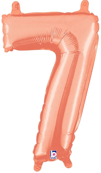 14" Airfill Only (Sticks Sold Separately) (Self Sealing) Megaloon Jr. Number 7 Rose Gold Balloon