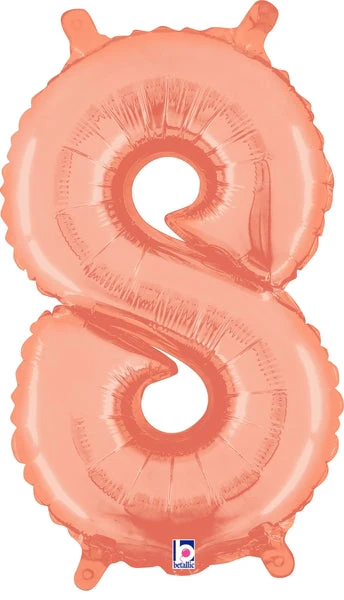 14" Airfill Only (Sticks Sold Separately) (Self Sealing) Megaloon Jr. Number 8 Rose Gold Balloon