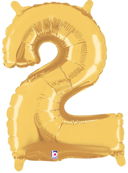 14" Airfill Only (Sticks Sold Separately) (Self Sealing) Megaloon Jr. Shape Number 2 Gold Balloon
