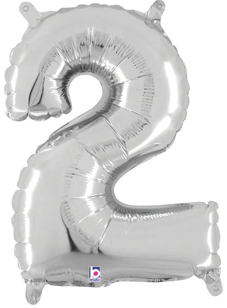 14" Airfill Only (Sticks Sold Separately) (Self Sealing) Megaloon Jr. Shape Number 2 Silver Balloon