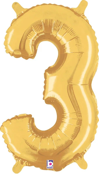 14" Airfill Only (Sticks Sold Separately) (Self Sealing) Megaloon Jr. Shape Number 3 Gold Balloon
