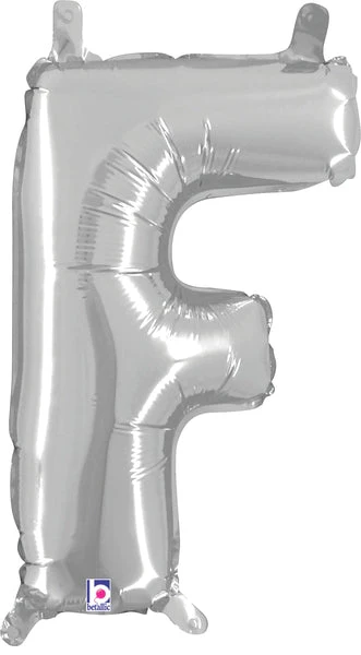 14" Airfill Only (Sticks Sold Separately) (Self Sealing) Megaloon Jr. Shape Letter F Silver Balloon