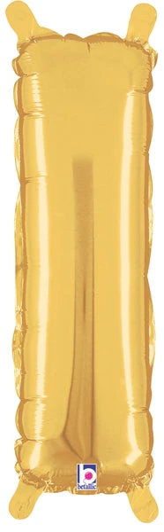 14" Airfill Only (Sticks Sold Separately) (Self Sealing) Megaloon Jr. Shape Letter I Gold Balloon