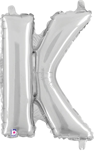 14" Airfill Only (Sticks Sold Separately) (Self Sealing) Megaloon Jr. Shape Letter K Silver Balloon
