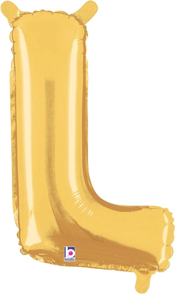 14" Airfill Only (Sticks Sold Separately) (Self Sealing) Megaloon Jr. Shape Letter L Gold Balloon