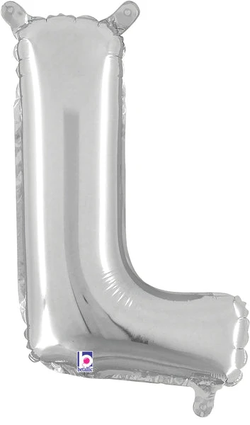 14" Airfill Only (Sticks Sold Separately) (Self Sealing) Megaloon Jr. Shape Letter L Silver Balloon