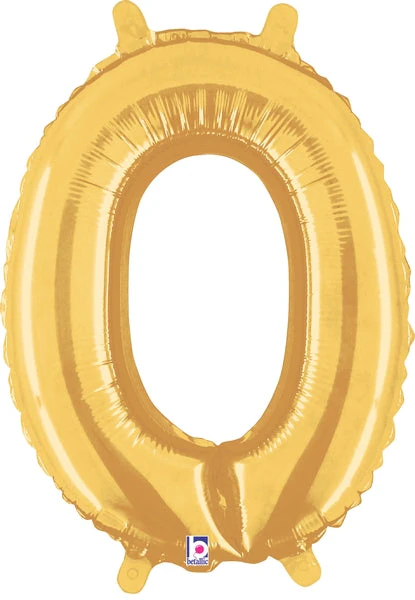 14" Airfill Only (Sticks Sold Separately) (Self Sealing) Megaloon Jr. Shape Letter O Gold Balloon