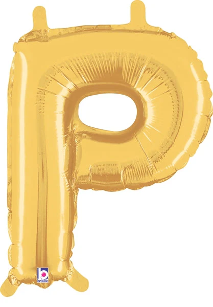14" Airfill Only (Sticks Sold Separately) (Self Sealing) Megaloon Jr. Shape Letter P Gold Balloon