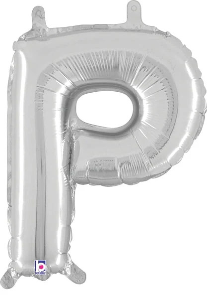14" Airfill Only (Sticks Sold Separately) (Self Sealing) Megaloon Jr. Shape Letter P Silver Balloon
