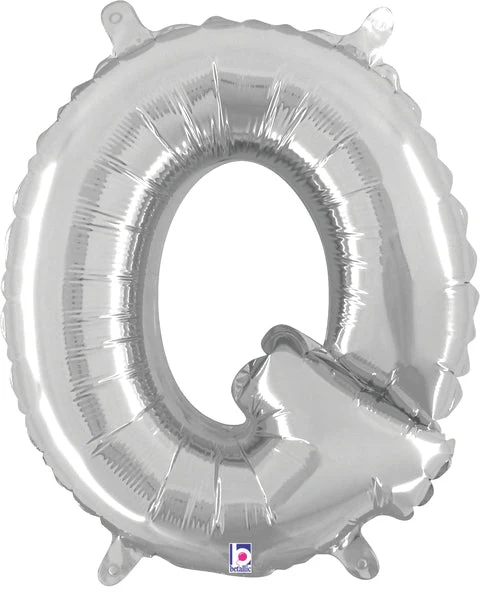 14" Airfill Only (Sticks Sold Separately) (Self Sealing) Megaloon Jr. Shape Letter Q Silver Balloon