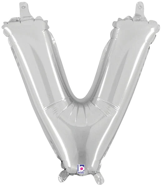 14" Airfill Only (Sticks Sold Separately) (Self Sealing) Megaloon Jr. Shape Letter V Silver Balloon