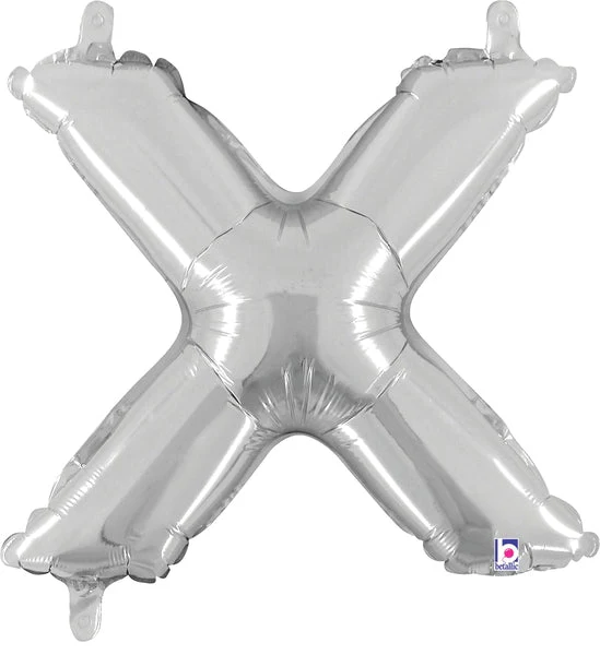 14" Airfill Only (Sticks Sold Separately) (Self Sealing) Megaloon Jr. Shape Letter X Silver Balloon