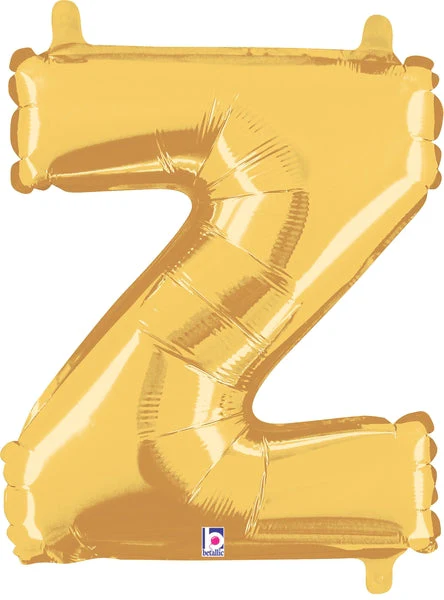 14" Airfill Only (Sticks Sold Separately) (Self Sealing) Megaloon Jr. Shape Letter Z Gold Balloon