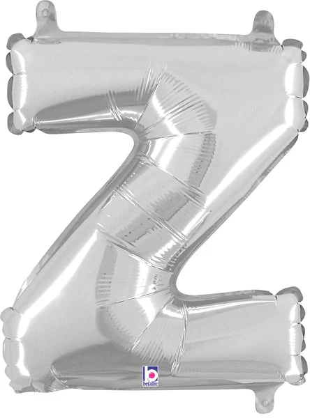 14" Airfill Only (Sticks Sold Separately) (Self Sealing) Megaloon Jr. Shape Letter Z Silver Balloon