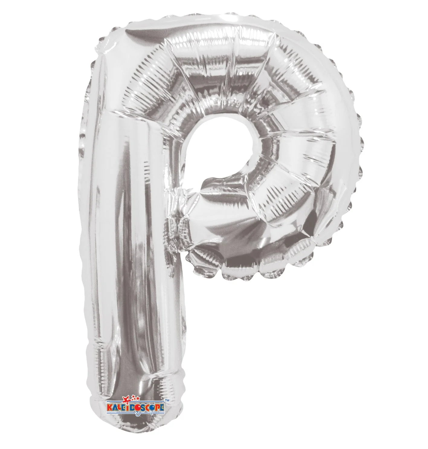 14" Airfill with Valve Only Letter P Silver Balloon (Sticks Sold Separately)