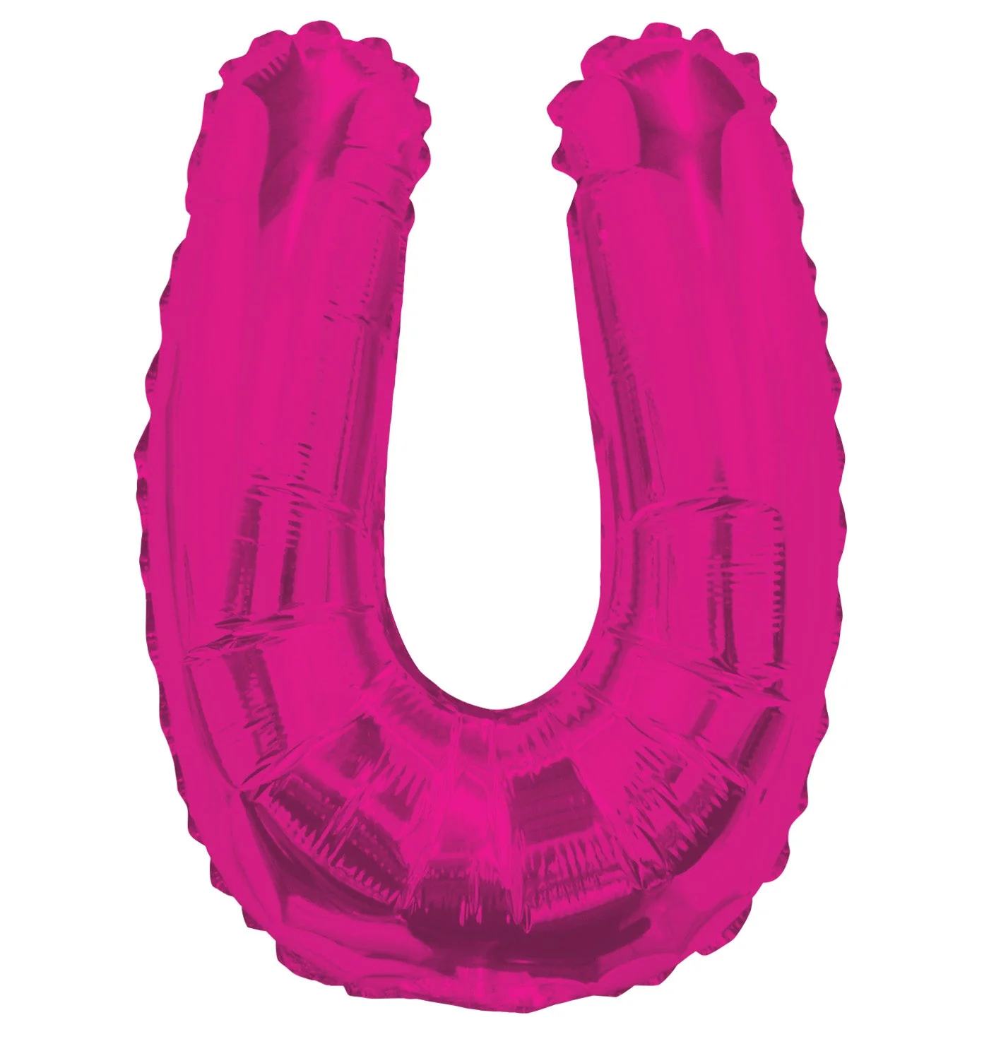 14" Airfill with Valve Only Letter U Hot Pink Balloon (Sticks Sold Separately)