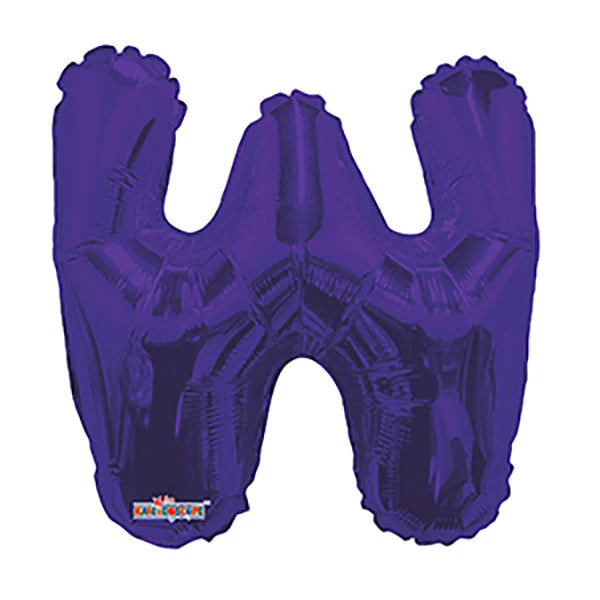 14" Airfill with Valve Only Letter W Purple Balloon (Sticks Sold Separately)