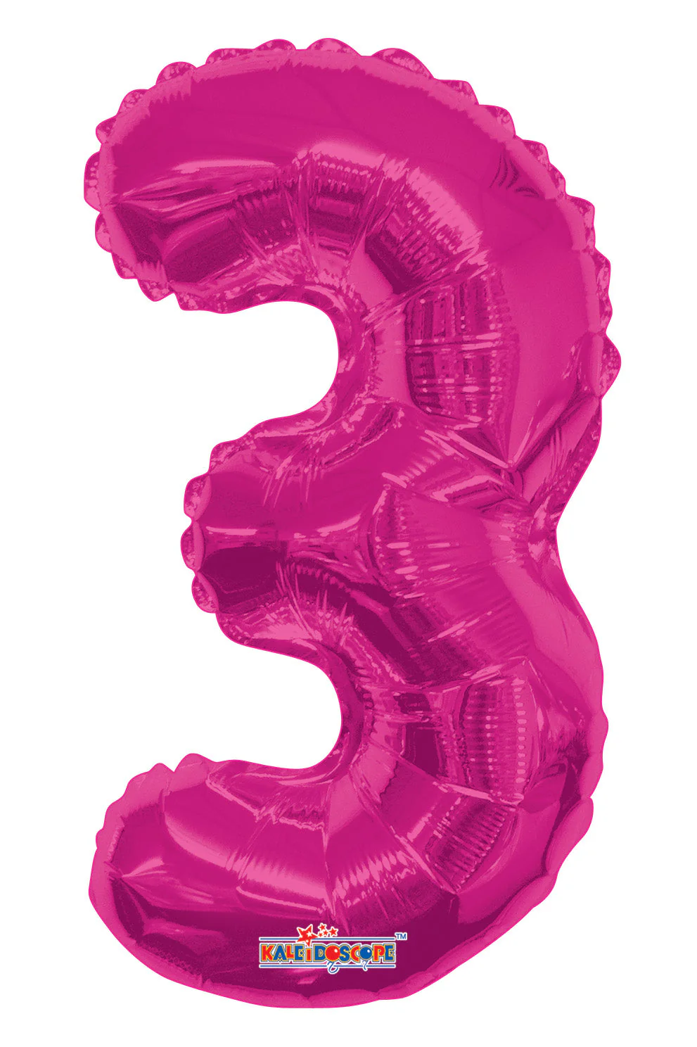 14" Airfill with Valve Only Number 3 Magenta Balloon (Sticks Sold Separately)