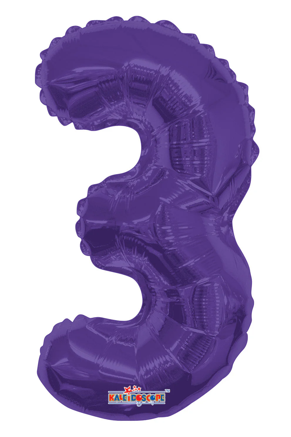 14" Airfill with Valve Only Number 3 Purple Balloon (Sticks Sold Separately)