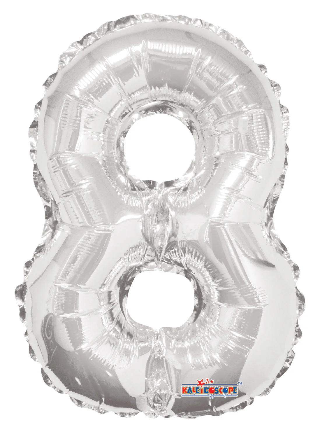 14" Airfill with Valve Only Number 8 Silver Balloon (Sticks Sold Separately)