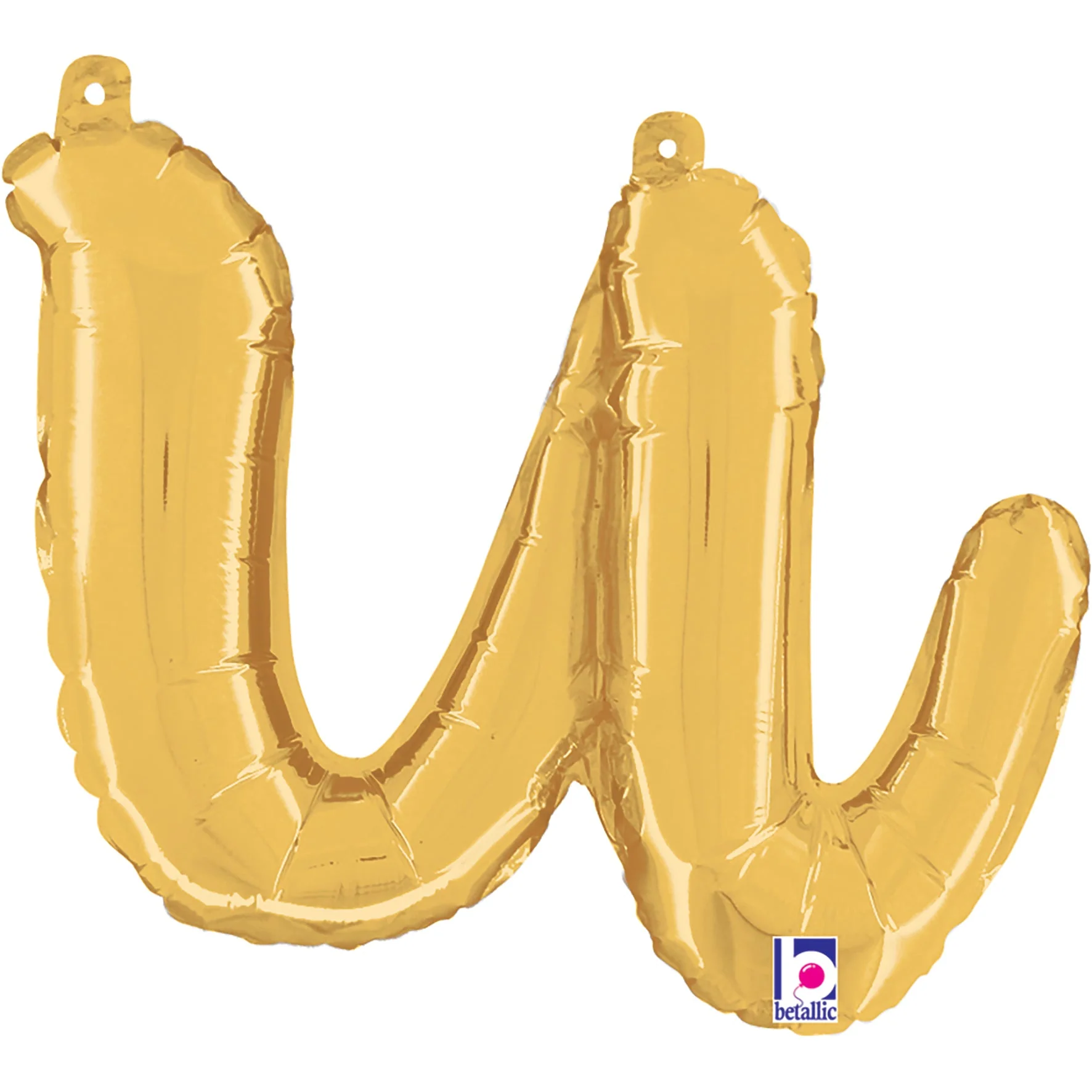 14" Air Filled Only Script Letter "U" Gold Foil Balloon (Sticks Sold Separately)
