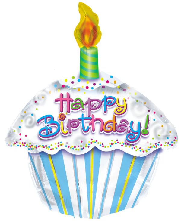 14" Happy Birthday Cupcake Airfill Only (Sticks Sold Separately) Balloon