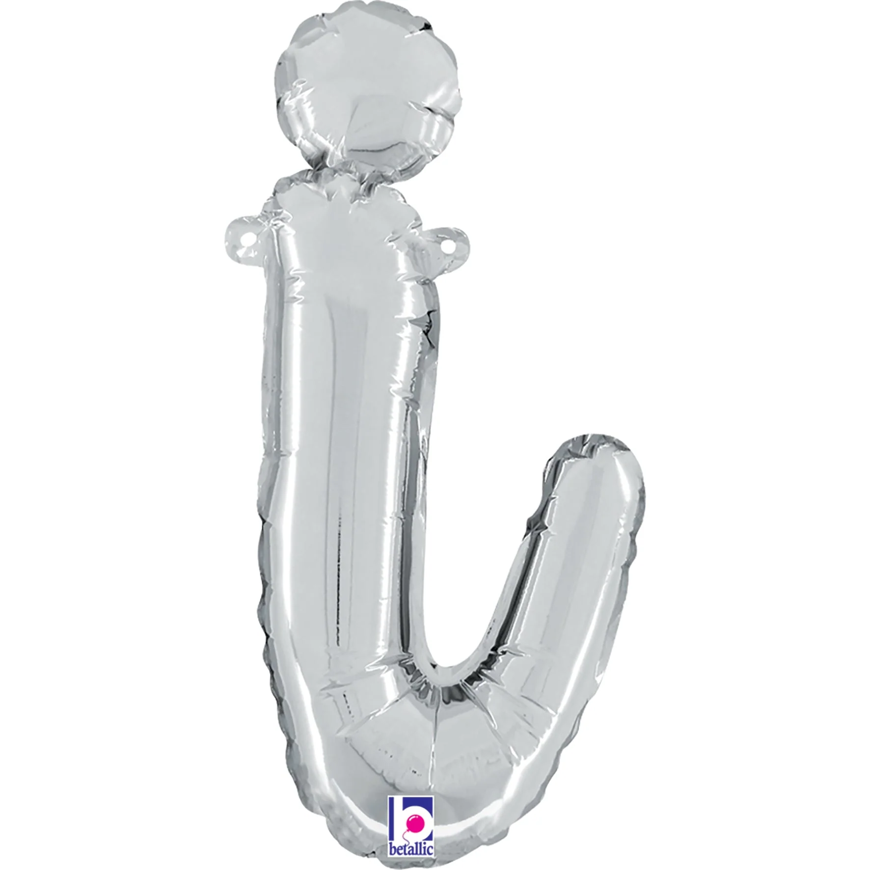 14" Air Filled Only Script Letter "I" Silver Foil Balloon (Sticks Sold Separately)