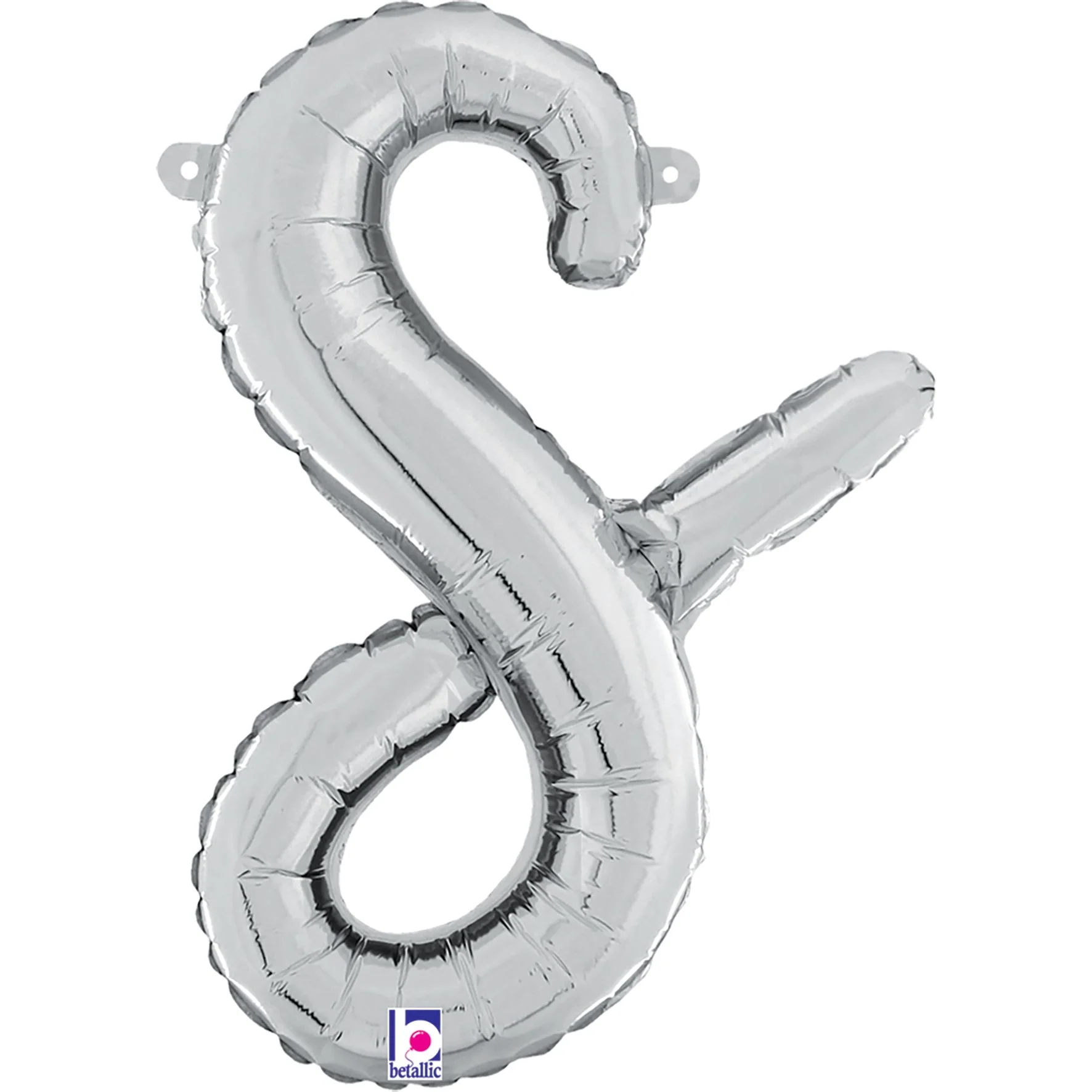 14" Air Filled Only Script Letter "S" Silver Foil Balloon (Sticks Sold Separately)