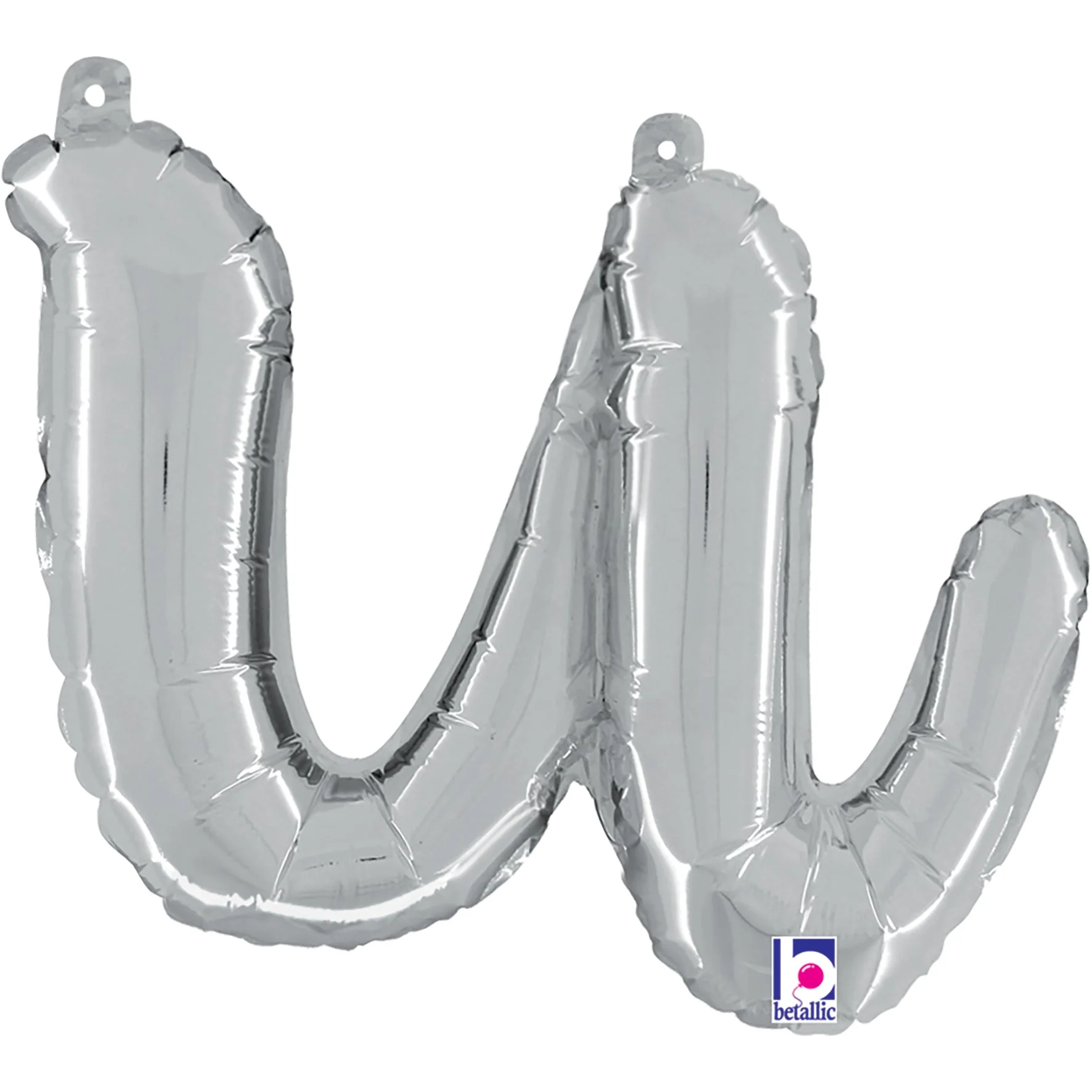 14" Air Filled Only Script Letter "U" Silver Foil Balloon (Sticks Sold Separately)
