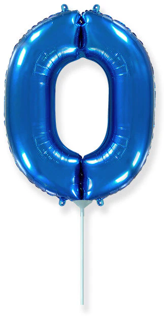 14" Airfill Only Flexmetal Foil Balloon Number "0" Color Blue