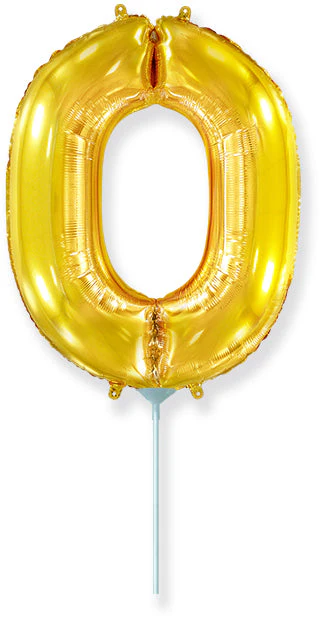14" Airfill Only Flexmetal Foil Balloon Number "0" Color Gold